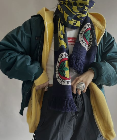 【USED】 Knit Soccer Muffler Navy × Yellow / 230206-010