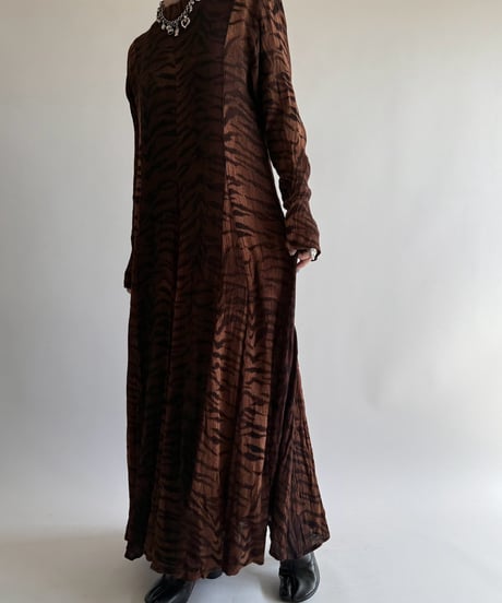 【USED】 Zebra Pattern Sheer Long One-Piece  /250322-032