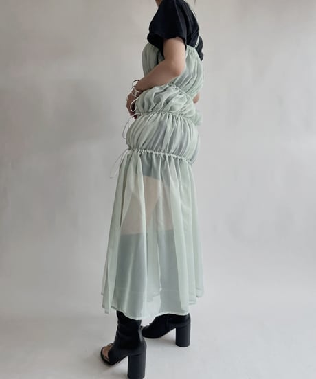 【RE;CIRCLE】 RE Sheer Light Green Camisole One-piece / 220721-005