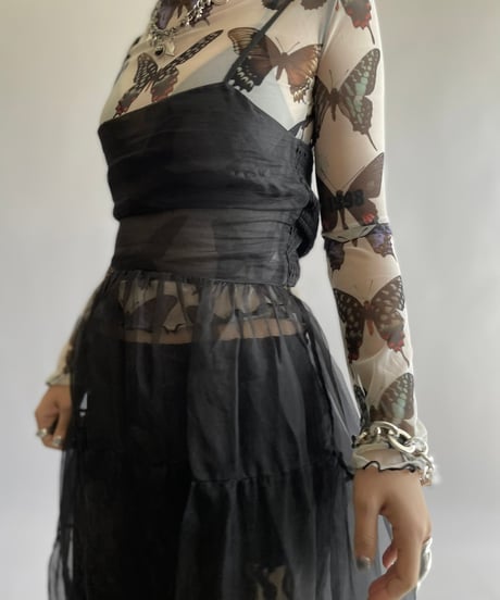 【USED】 Camisole Sheer Gather Long One-Piece/241006-033
