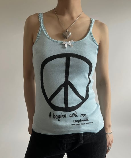【USED】 Made in USA 80's Peace Mark Camisole Top /250301-012