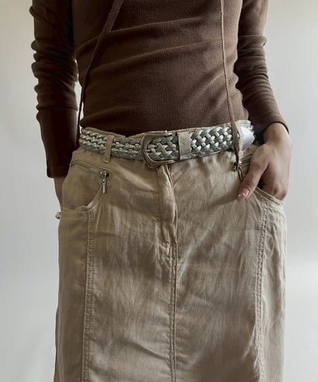 【USED】 Linen Zip Design Skirt /250426-025