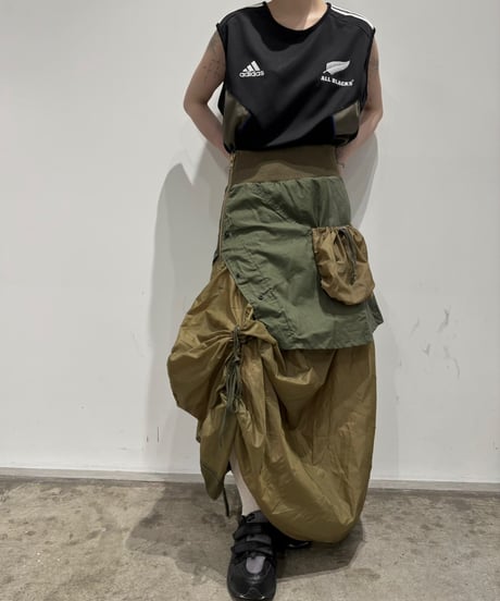 【RE;CIRCLE】 RE U.S Military Rebuild Parachute Layered Skirt Khaki / 260423-007