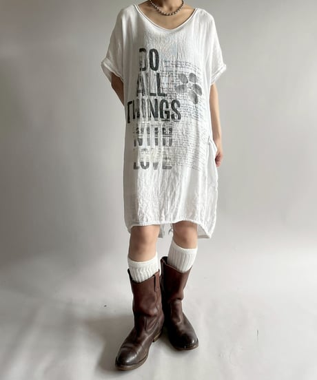 【USED】 Made in Italy Linen Over Size T-Shirt / 250726-026