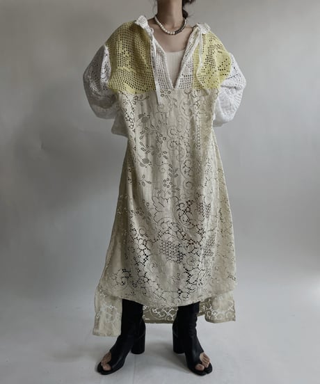 【RE;CIRCLE】 RE Crochet Lace Open Collar One-piece / 220427-032