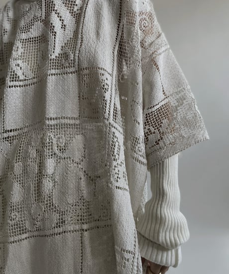 【RE;CIRCLE】 RE Crochet Lace S/S Hoodie / 220427-027