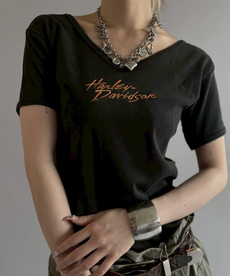 【USED】 Made in USA HARLEY DAVIDSON Back Closs Design T-Shirt / 260607-003