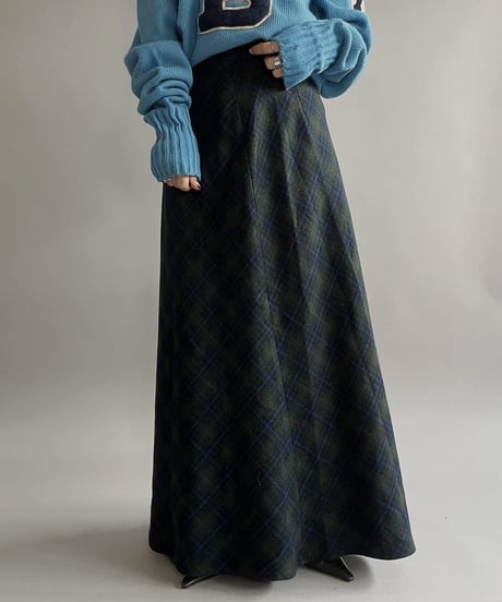 【USED】 Made in USA Check Patterned Long Skirt/24203-004