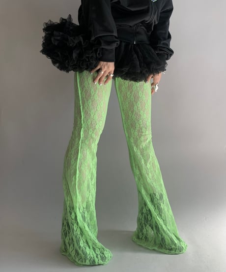 【USED】 Lace Patterned Sheer Flare Pants / 241116-023