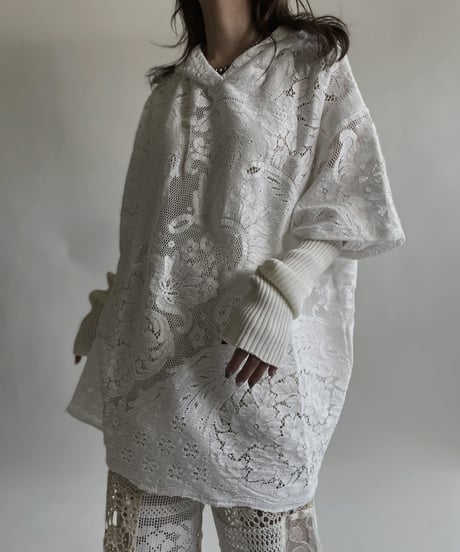 【RE;CIRCLE】 RE Crochet Lace S/S Hoodie / 220427-026