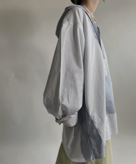 【RE;CIRCLE】 RE Stripe Shirt Mexican Hoodie / 220423-035