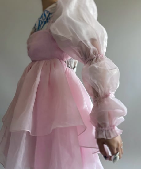 【USED】 Sheer Organdy Paff Sleeve One-Piece/ 260404-009