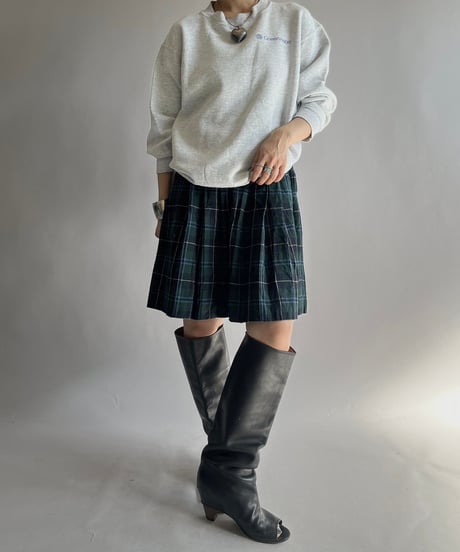 【USED】 Check Patterned Wool Pleats Skirt / 241019-031