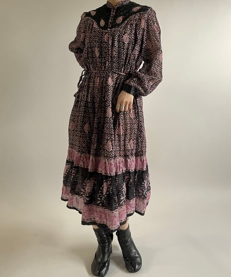 【USED】  Paisley Pattern Lame Long One-Piece /250301-017