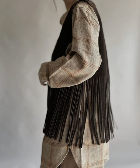 【USED】 Leather Fringe Vest Brown / 230121-016
