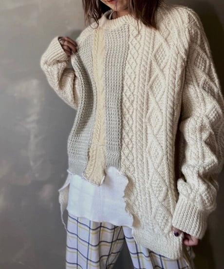 【RE;CIRCLE】 Patchwork Cable Knit ① / 201112-022
