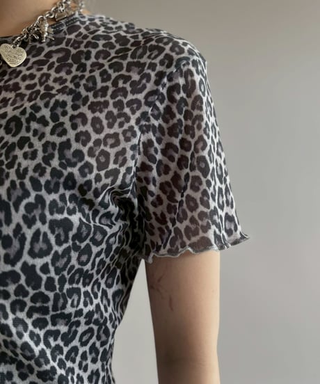 【USED】 Zebra Pattern Sheer S/S Top / 260622-023