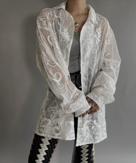 【RE;CIRCLE】 RE Men's Crochet Lace Shirt / 220915-005