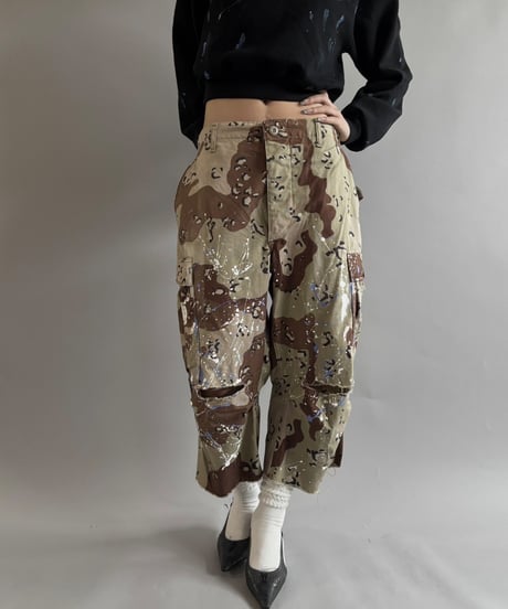 【USED】 Military Camouflage Cut Off Paint Pants /250925-003