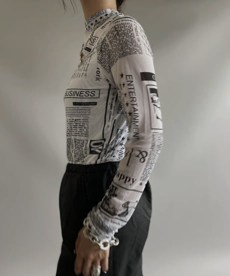 【USED】  L/S Patterned Power net top / 230916-028