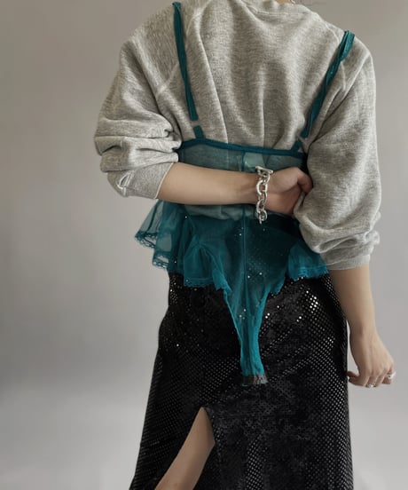 【USED】 Lace Patterned Sheer Camisole Top/240414-030