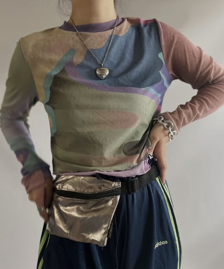 【USED】L/S Patterned Sheer Top / 231009-003