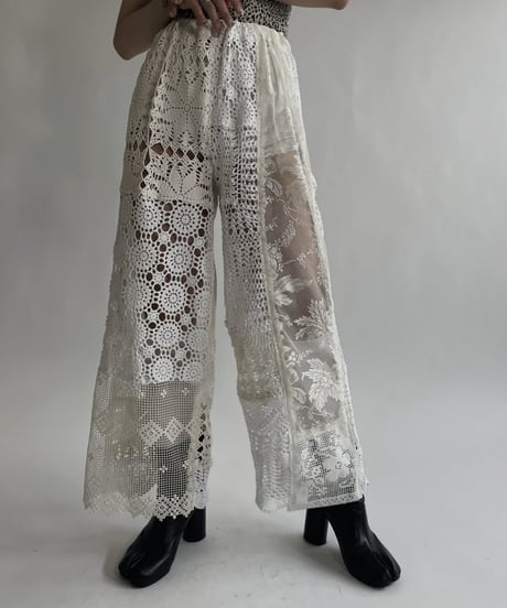 【RE;CIRCLE】 RE Crochet Lace Patchwork Pants / 220526-021