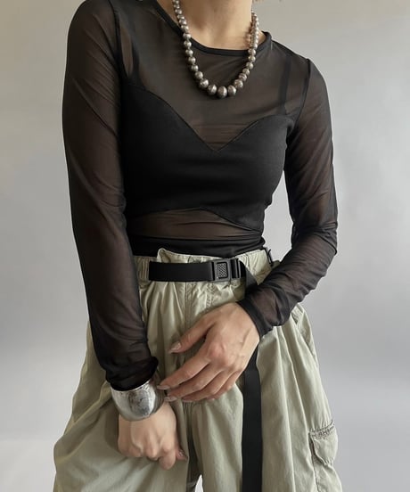 【USED】AMISU Sheer Leotard Top  /240629-005