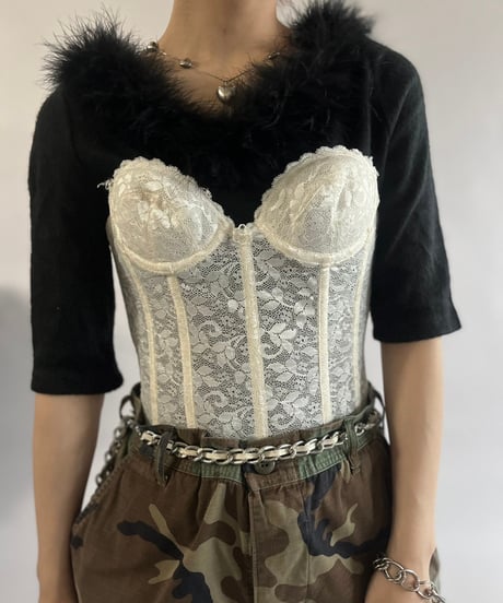 【USED】 Lace Patterned Corset Top /250104-046