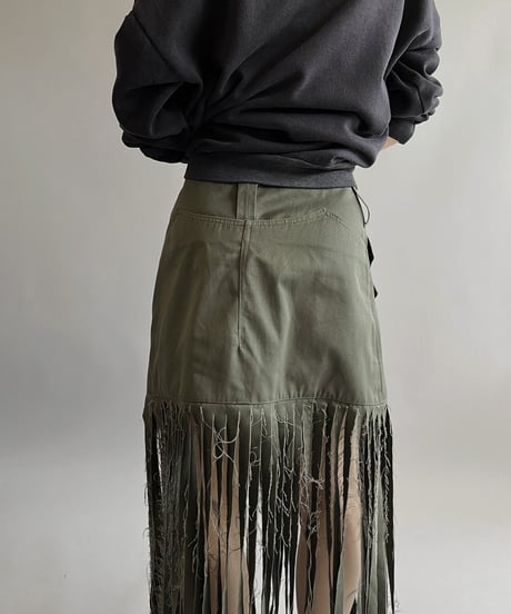 【RE;CIRCLE】 RE Trench Fringe Skirt KHAKI / 240407-031