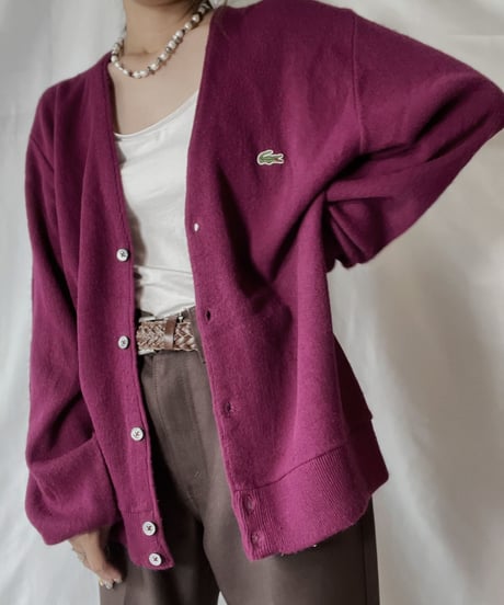 【USED】   LACOSTE Knit Cardigan④/210930-031