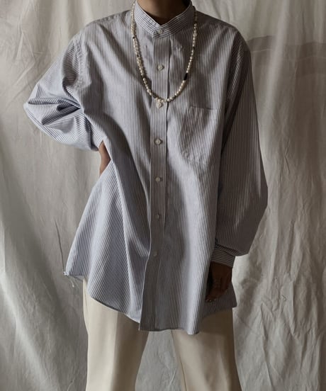 【RE;CIRCLE】 RE Stripe Band Collar Shirt④/210414-032
