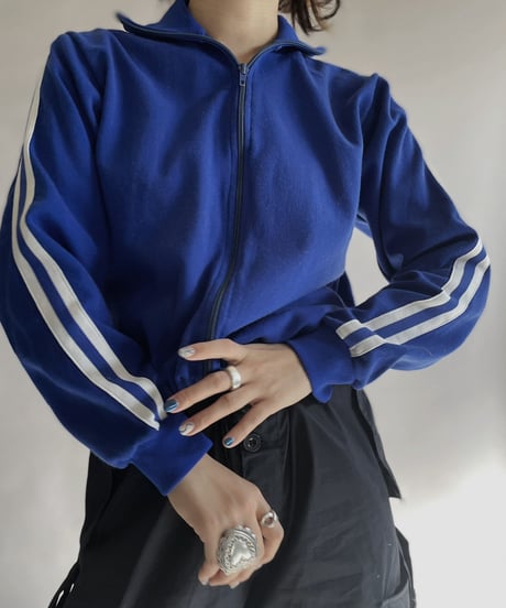 【USED】 Poly Zip-up Line Top Blue / 230128-004