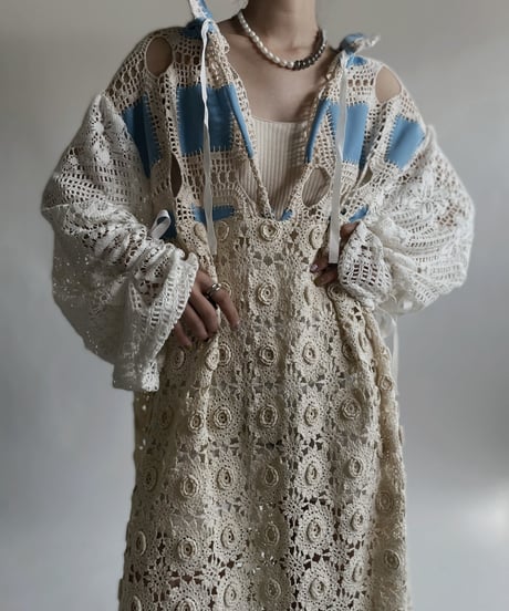 【RE;CIRCLE】 RE Crochet Lace Open Collar One-piece / 220427-033