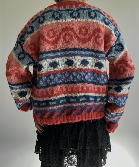 【USED】 Pattern Mohair Knit Cardigan /250111-012