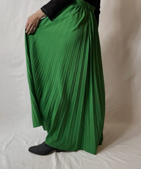 【USED】 Poly Long Pleats Skirt①/20210819-005
