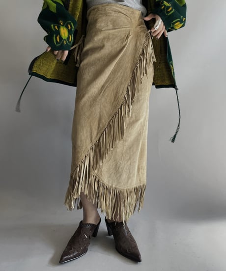 【USED】  Suede Wrap Skirt / 231112-016