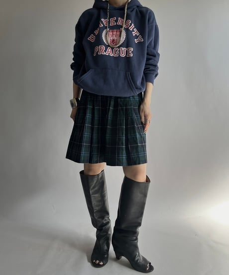 【USED】 Check Patterned Wool Pleats Skirt / 241019-031