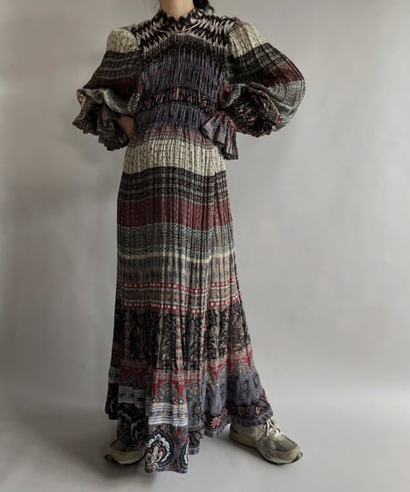 【RE;CIRCLE】 RE Indian Cotton Balloon Sleeved One-piece / 220901-001