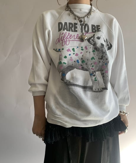 【USED】 Made in USA 90's Hanes Dog Print Sweat Top/241124-024
