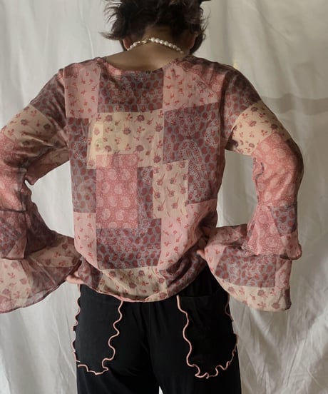 【USDE】 Paisley Patterned See-through Top/210324-40