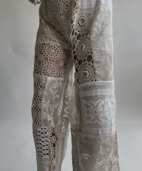 【RE;CIRCLE】 RE Crochet Lace Patchwork Pants / 220427-019