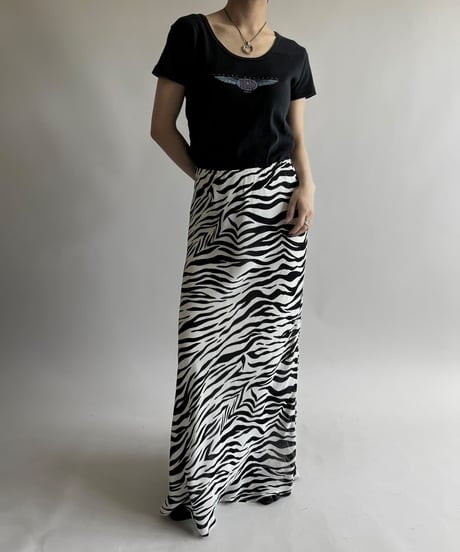 【USED】 Zebra Pattern Long Skirt /250426-016