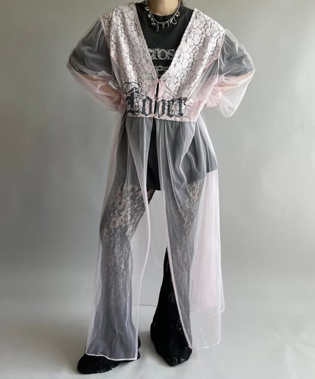 【USED】 Lace Patterned Sheer Long One-Piece/241006-018