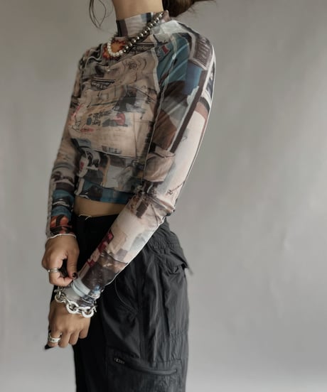 【USED】  Poly Long Sleeved Top / 220924-010