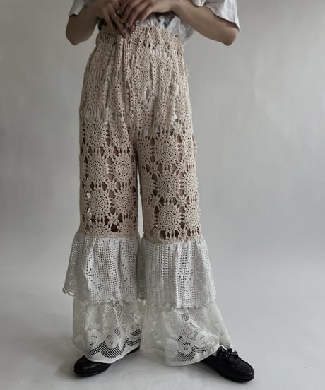 【RE;CIRCLE】 RE Crochet Lace Tiered Pants / 220526-025