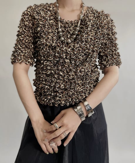 【USED】 Leopard Pattern Popcorn Top / 220709-003