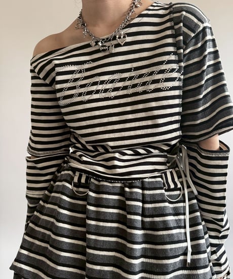 【RE;CIRCLE】 RE Border Off Shoulder Top /  250529-017