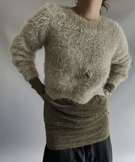 【USED】 L/S Lame Top/ 231028-024