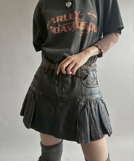 【USED】 Leather Mini Skirt/251004-009
